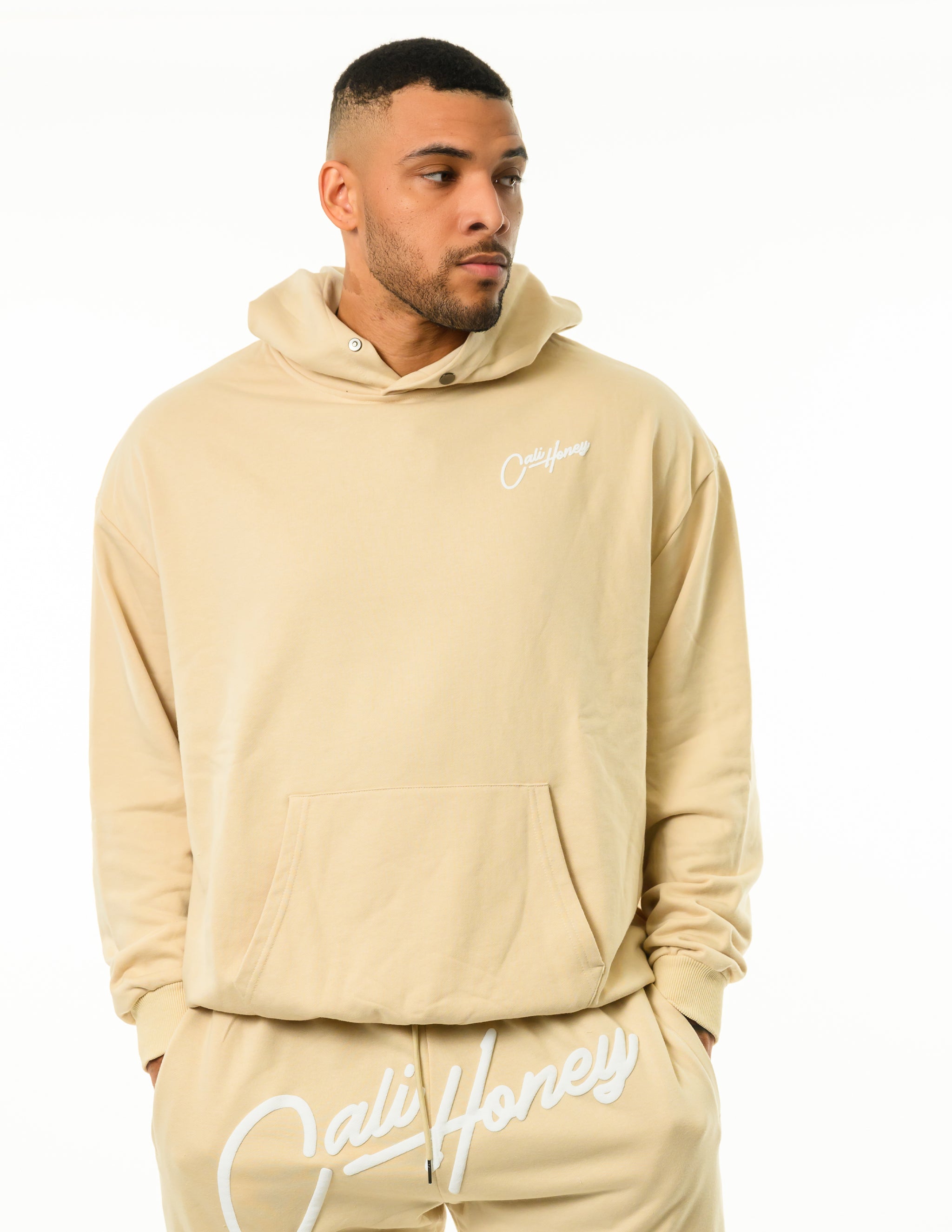 Cursive Hoodie Beige